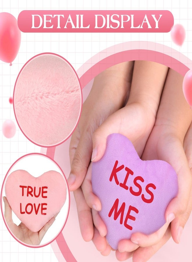 Hanaive 10 Pcs Valentine‘s Day Hearts Plush Stuffed Toys Candy Plush Conversation Hearts Decor 6 Inch Valentines Small Pillows Fabric Throw Cushion Toys for Wedding Holiday Party Favors (Romantic) - Image 4